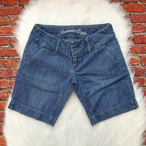 American Eagle Outfitters Women's Denim Jean Shorts Bermuda Cotton Casual Blue 0